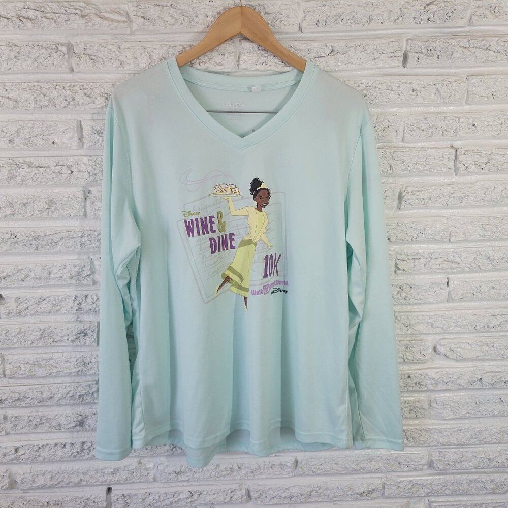 Run Disney Women's 2XL Wine & Dine 10K V-Neck Long Sleeve Blue BLU286E